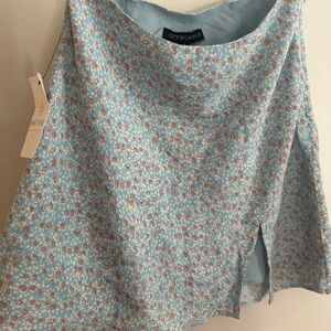 Cotton Candy Blue Floral A-Line Skirt